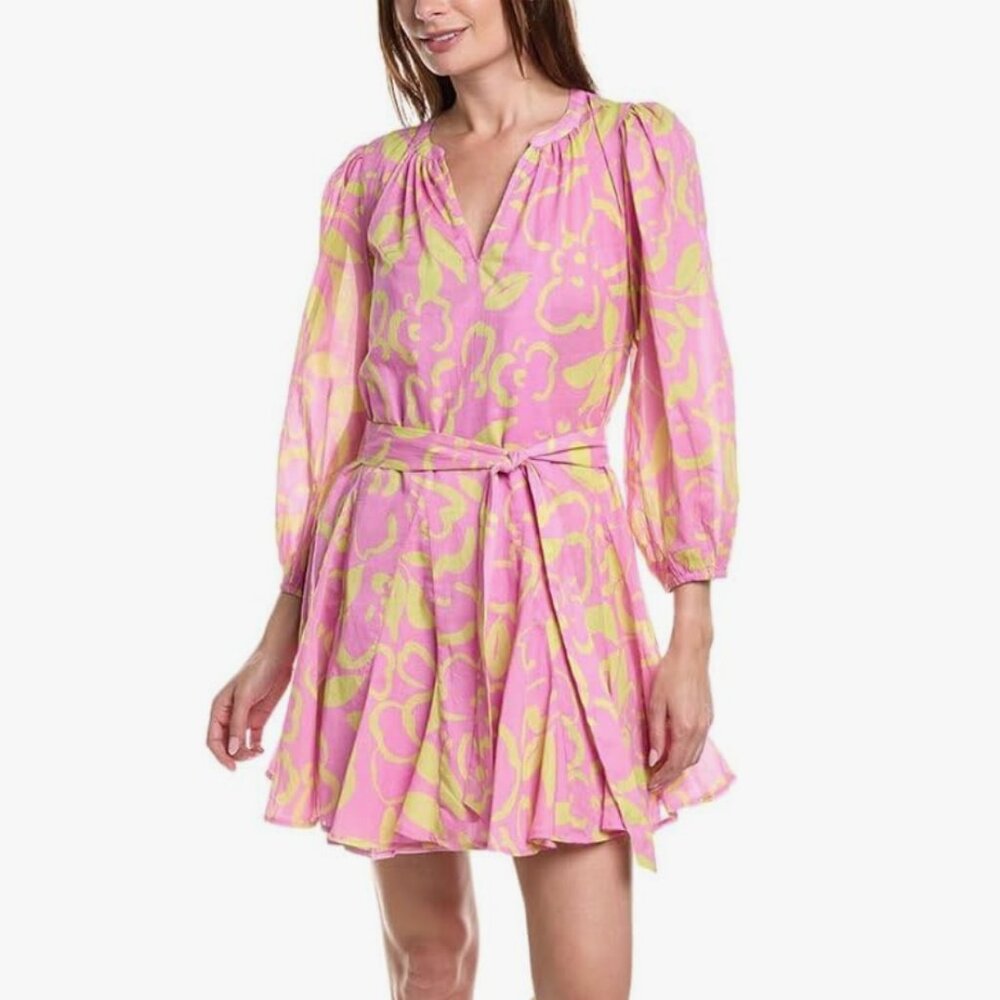 Velvet by Graham & Spencer Kiki Pink/Yellow Print Cotton Dress - S